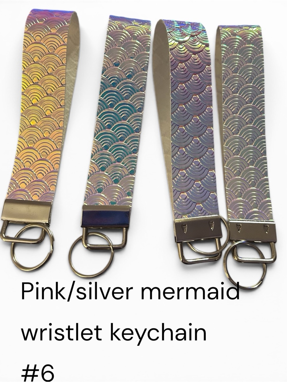 Iridescent Mermaid Wristlet Keychain - Pink/Silver #6